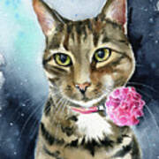 Auntie Sally Tabby Cat Painting Art Print
