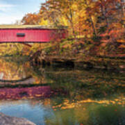 Autumn At Narrows Covered Bridge Art Print