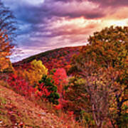 Autumn Colorful Mountain Colorful Sky Art Print