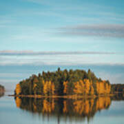 Autumn Coloured Island In The Middle Of The Lake Art Print