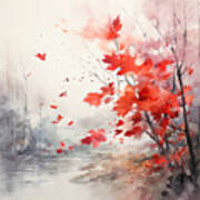 Autumn Leaves Blowing With The Wind Art Print