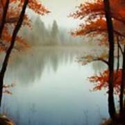 Autumn View - Beautiful Fall Waterscape Art Print