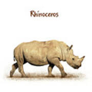 Baby Rhinoceros Walking Side Extracted Art Print