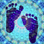 Baby Steps 1 - Blue Feet Art - Sharon Cummings Art Print