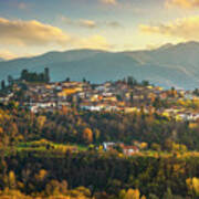 Barga Village In Autumn. Garfagnana, Tuscany Art Print