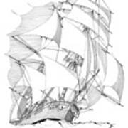Barque In Full Sail Art Print