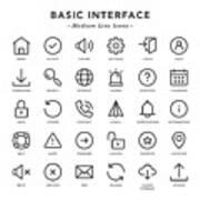 Basic Interface - Medium Line Icons Art Print