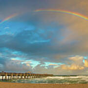 Beautiful Rainbow Over Juno Beach Pier Florida Art Print