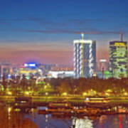 Beograd Skyscrapers And Sava River Evening View Art Print