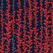 Berry Vines Red And Navy Art Print