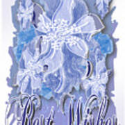 Best Wishes Blue Gray Monochrome Card Art Print