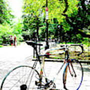 Bicycle In Park In Krakow, Poland Art Print