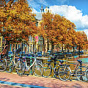 Bicycles Along The Canals In Autumn Art Print