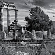 Sacred Stone - Black And White Photo Of Delphi Tholos Art Print