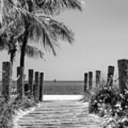 Black Florida Series - Boardwalk Beach In Key West Art Print
