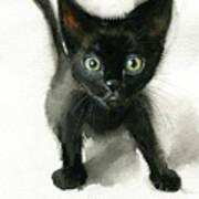Black Kitten Painting Art Print