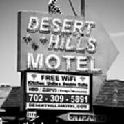 Black Nevada Series - Las Vegas Motel Art Print