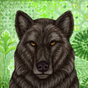 Black Wolf Abstract Art Print