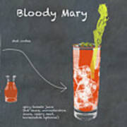 Bloody Mary Cocktail Sketch With Copy Space Art Print