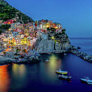 Blue Hour Manarola Art Print