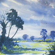 Blue Light On The Yorkshire Wolds Art Print