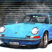 Blue Porsche 911 Art Print