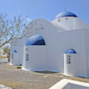 Blue Roofs Of Santorini Art Print