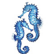 Blue Seahorses Art Print