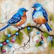 Bluebirds And Berries Art Print