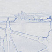 Blueprint Drawing Of Circular Quay, Sydney, Australia Art Print