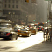 Blurred New York City Street With Cars Art Print