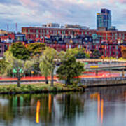 Boston's Charles River And Citgo Sign Autumn Panorama Art Print