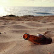 Bottle On Beach Art Print