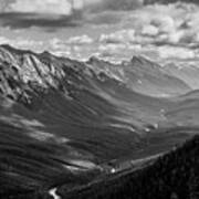 Bow Valley Black And White Art Print