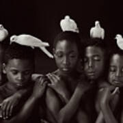 Boys And Doves Art Print