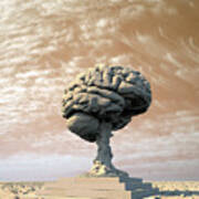 Brain Statue In Desert Art Print