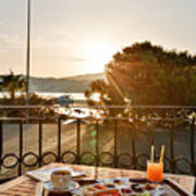 Breakfast On The Balcony With Sunshine Art Print