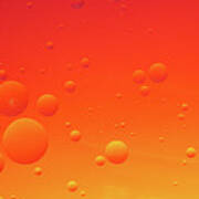 Bright Abstract, Red Background With Flying Bubbles Art Print