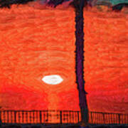 Bright Orange Tropical Sunset Art Print