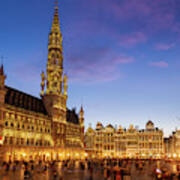 Brussels Grand Place At Night Art Print