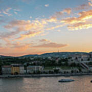 Budapest Sunset Over The Danube Art Print