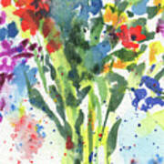 Burst Of Color Abstract Flowers Multicolor Watercolor Splash I Art Print