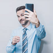 Business Man Doing Selfie. Art Print