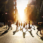 Business People Walking Through At City At Dawn. Art Print