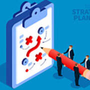Business Team Draws Strategic Plan Art Print