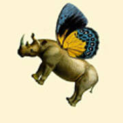 Butterfly Rhinoceros Art Print