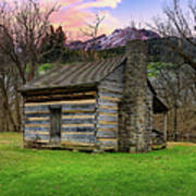 Log Cabin In The Mountains Art Print