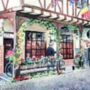 Cafe, Bacharach On The Rhine, Germany Art Print
