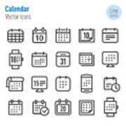 Calendar Icons - Vector Line Series Art Print
