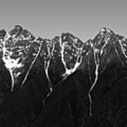 Canadian Rockies Abstract Panorama Black And White Art Print
